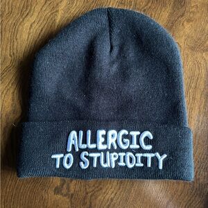 Black Beanie with Embroidered Text